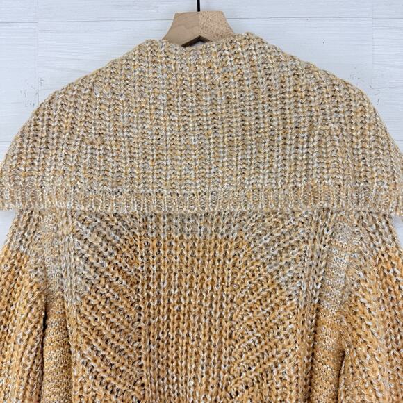Anthropologie Maeve Oversized Collar Cardigan Sweater M Gold Shimmer Holiday NWT - Picture 10 of 16